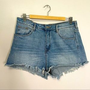High Waisted Blue Denim Cutoff Jean Shorts